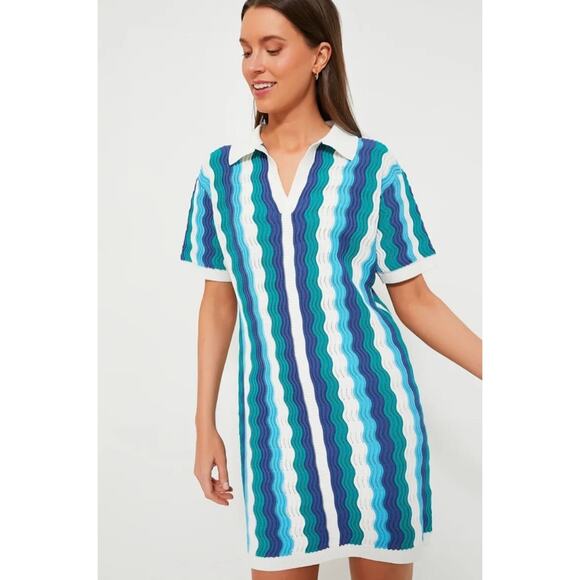 Tuckernuck Blue & Teal Wave-Print Mini Dress - Picture 6 of 11